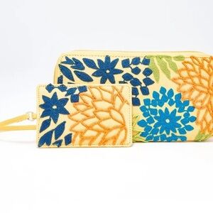 Colorful Floral Embroidered Clutch and Cardholder
